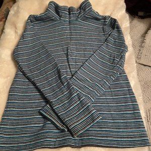 Gap Kids Vintage Blue Striped Mock Turtleneck Half Zip Shirt Girls Size 5/6 S